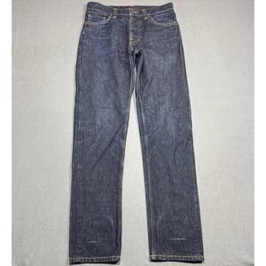 Nudie Jeans Mens 29x32 Steady Eddie II Soaked Indigo Raw Denim Button Fly
